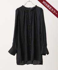 OLBLS08089 eur3(エウルキューブ) 【大きいサイズ/11号サイズあり】タックギャザーブラウス ブラック(94)（WEB限定カラー）