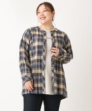 OLBLS12099 eur3(エウルキューブ) 【大きいサイズ/11号サイズあり】バンドカラーチェックネルシャツ ブルー(55)