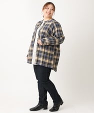 OLBLS12099 eur3(エウルキューブ) 【大きいサイズ/11号サイズあり】バンドカラーチェックネルシャツ ブルー(55)