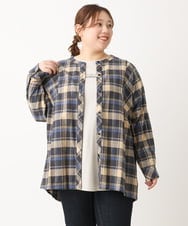OLBLS12099 eur3(エウルキューブ) 【大きいサイズ/11号サイズあり】バンドカラーチェックネルシャツ ブルー(55)