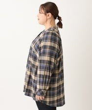 OLBLS12099 eur3(エウルキューブ) 【大きいサイズ/11号サイズあり】バンドカラーチェックネルシャツ ブルー(55)
