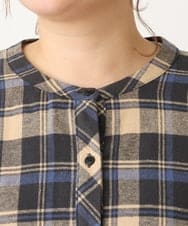 OLBLS12099 eur3(エウルキューブ) 【大きいサイズ/11号サイズあり】バンドカラーチェックネルシャツ ブルー(55)