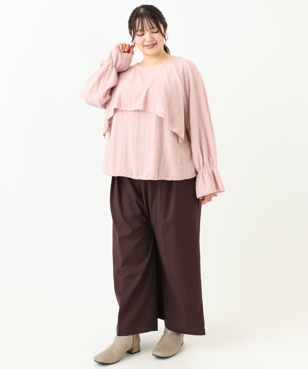 OLBLV14099 eur3(エウルキューブ) 【雑誌掲載】【大きいサイズ】レーシーティアードトップス ライトピンク(01)