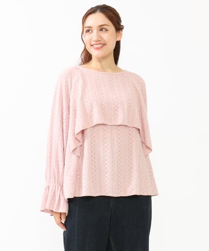 OLBLV14099  【大きいサイズ】レーシーティアードトップス