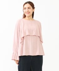 OLBLV14099 eur3(エウルキューブ) 【雑誌掲載】【大きいサイズ】レーシーティアードトップス ライトピンク(01)