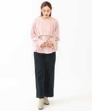 OLBLV14099 eur3(エウルキューブ) 【雑誌掲載】【大きいサイズ】レーシーティアードトップス ライトピンク(01)