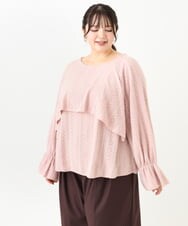 OLBLV14099 eur3(エウルキューブ) 【雑誌掲載】【大きいサイズ】レーシーティアードトップス ライトピンク(01)