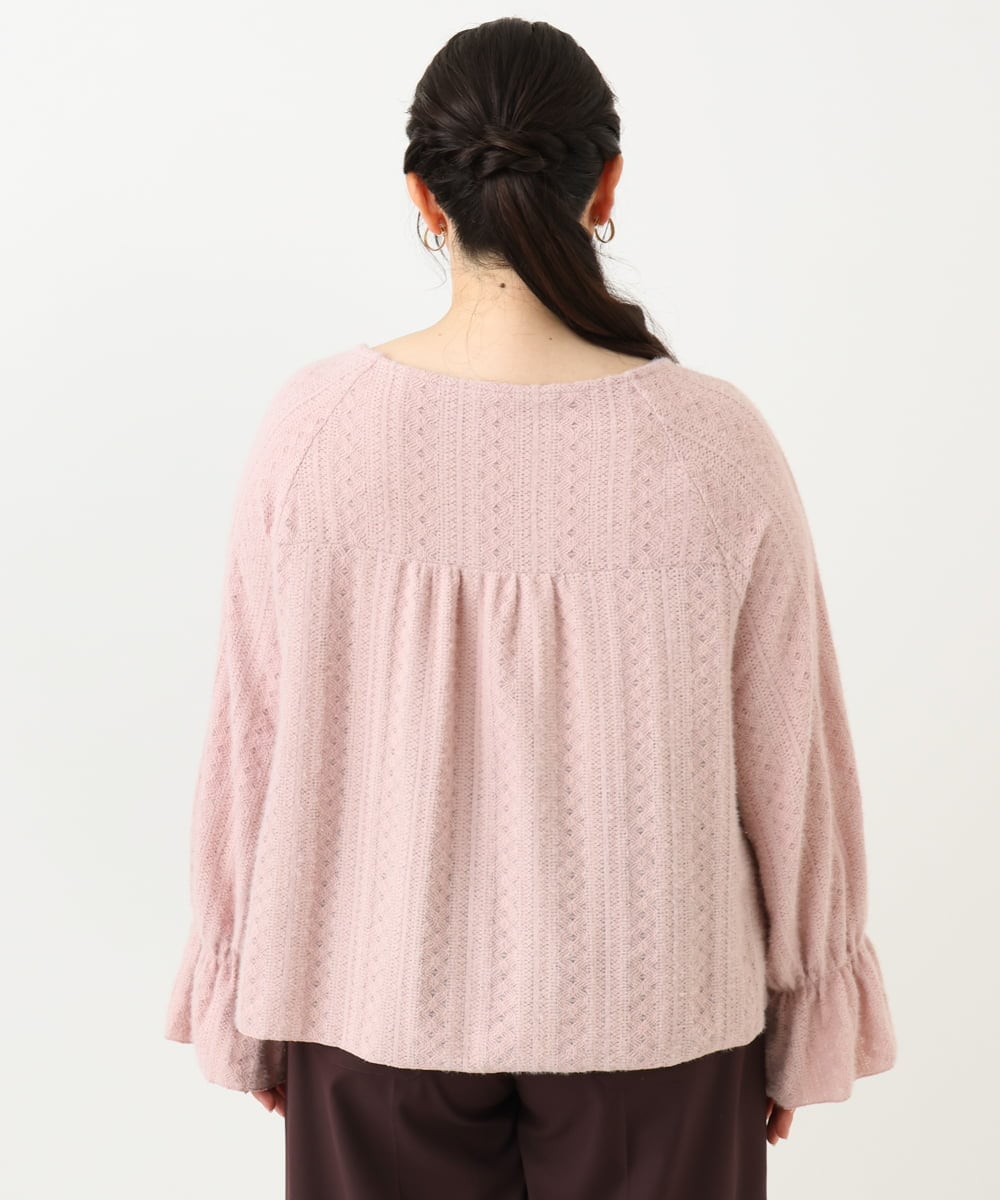 OLBLV14099 eur3(エウルキューブ) 【雑誌掲載】【大きいサイズ】レーシーティアードトップス ライトピンク(01)