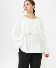 OLBLV14099 eur3(エウルキューブ) 【雑誌掲載】【大きいサイズ】レーシーティアードトップス ホワイト(90)