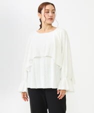OLBLV14099 eur3(エウルキューブ) 【雑誌掲載】【大きいサイズ】レーシーティアードトップス ホワイト(90)