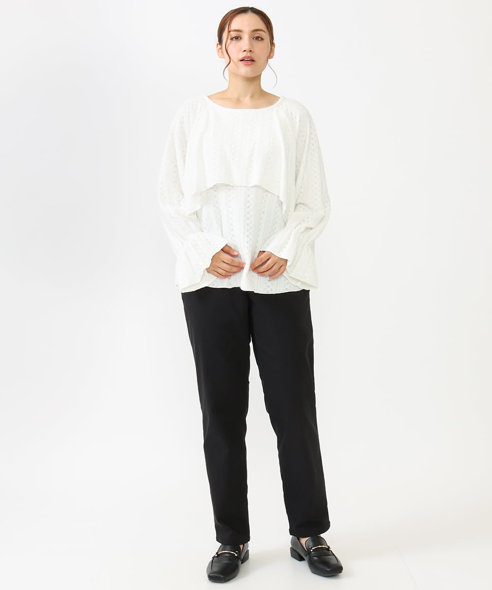 OLBLV14099 eur3(エウルキューブ) 【雑誌掲載】【大きいサイズ】レーシーティアードトップス ホワイト(90)
