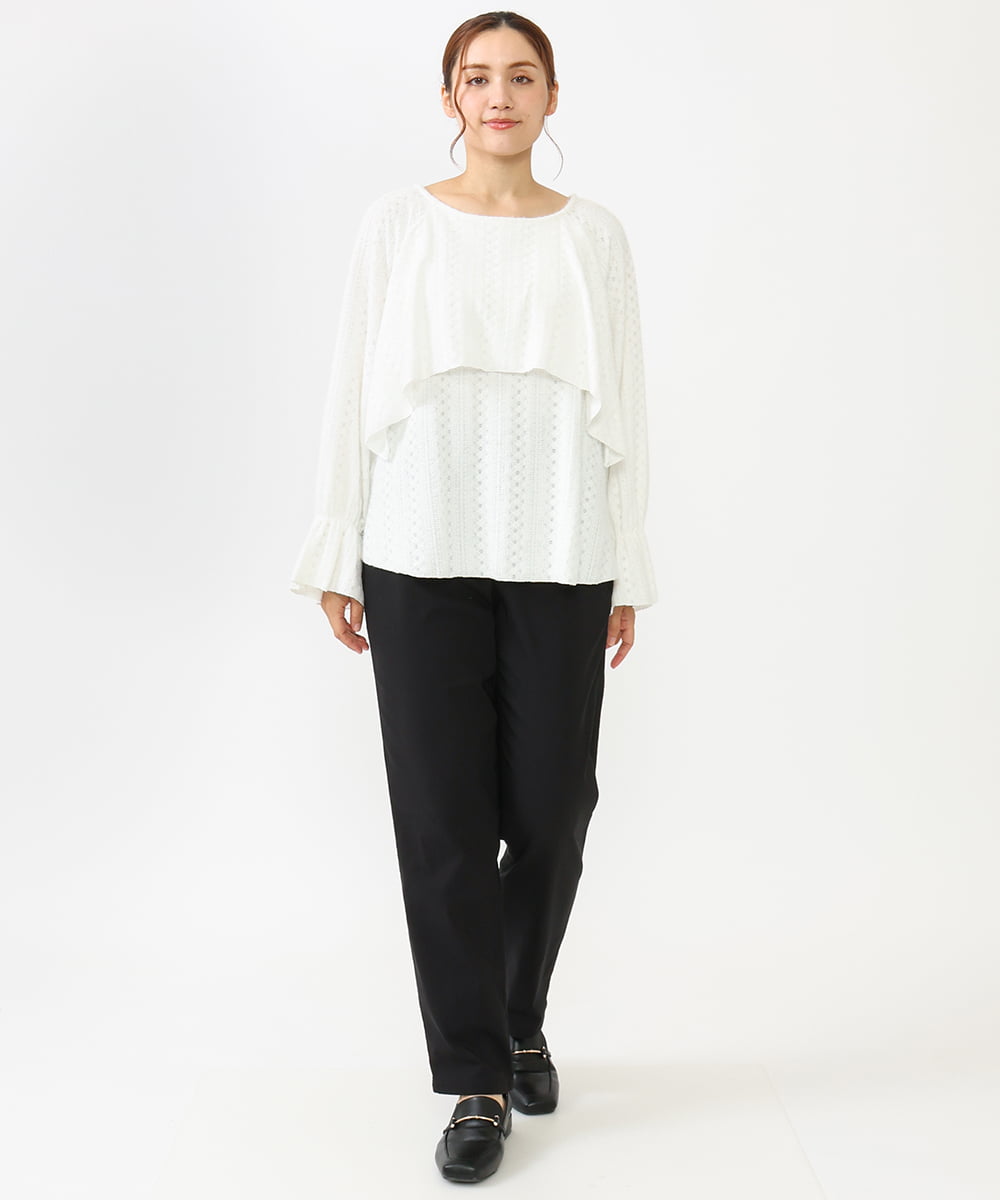 OLBLV14099 eur3(エウルキューブ) 【雑誌掲載】【大きいサイズ】レーシーティアードトップス ホワイト(90)