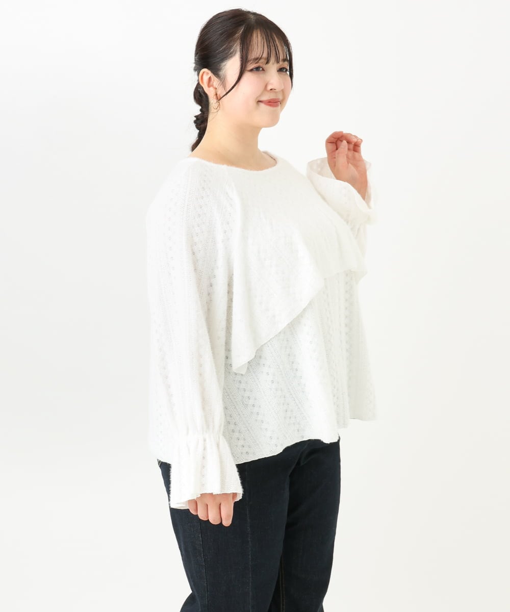 OLBLV14099 eur3(エウルキューブ) 【雑誌掲載】【大きいサイズ】レーシーティアードトップス ホワイト(90)