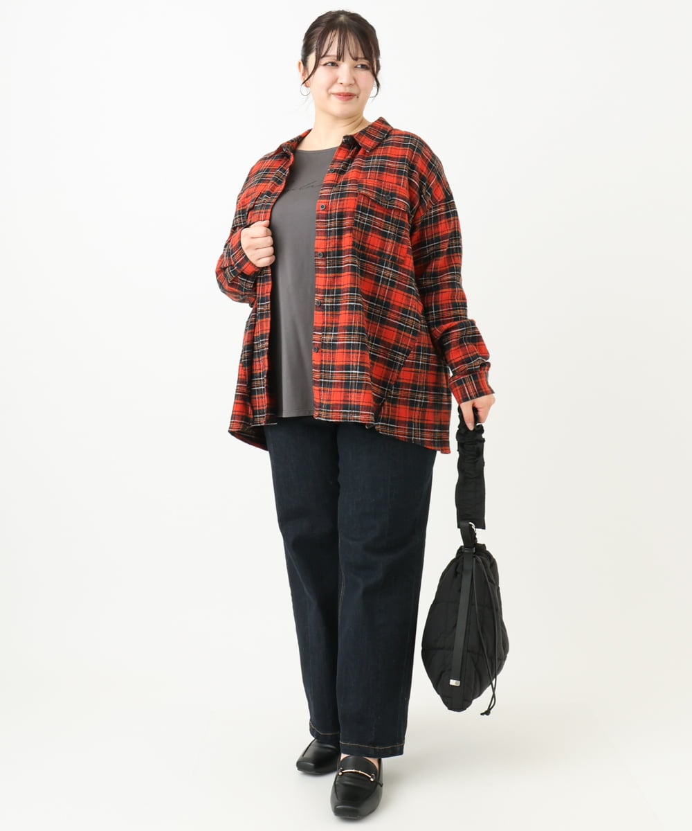 OLBLV15099 eur3(エウルキューブ) 【大きいサイズ】起毛チェックシャツ レッド(05)