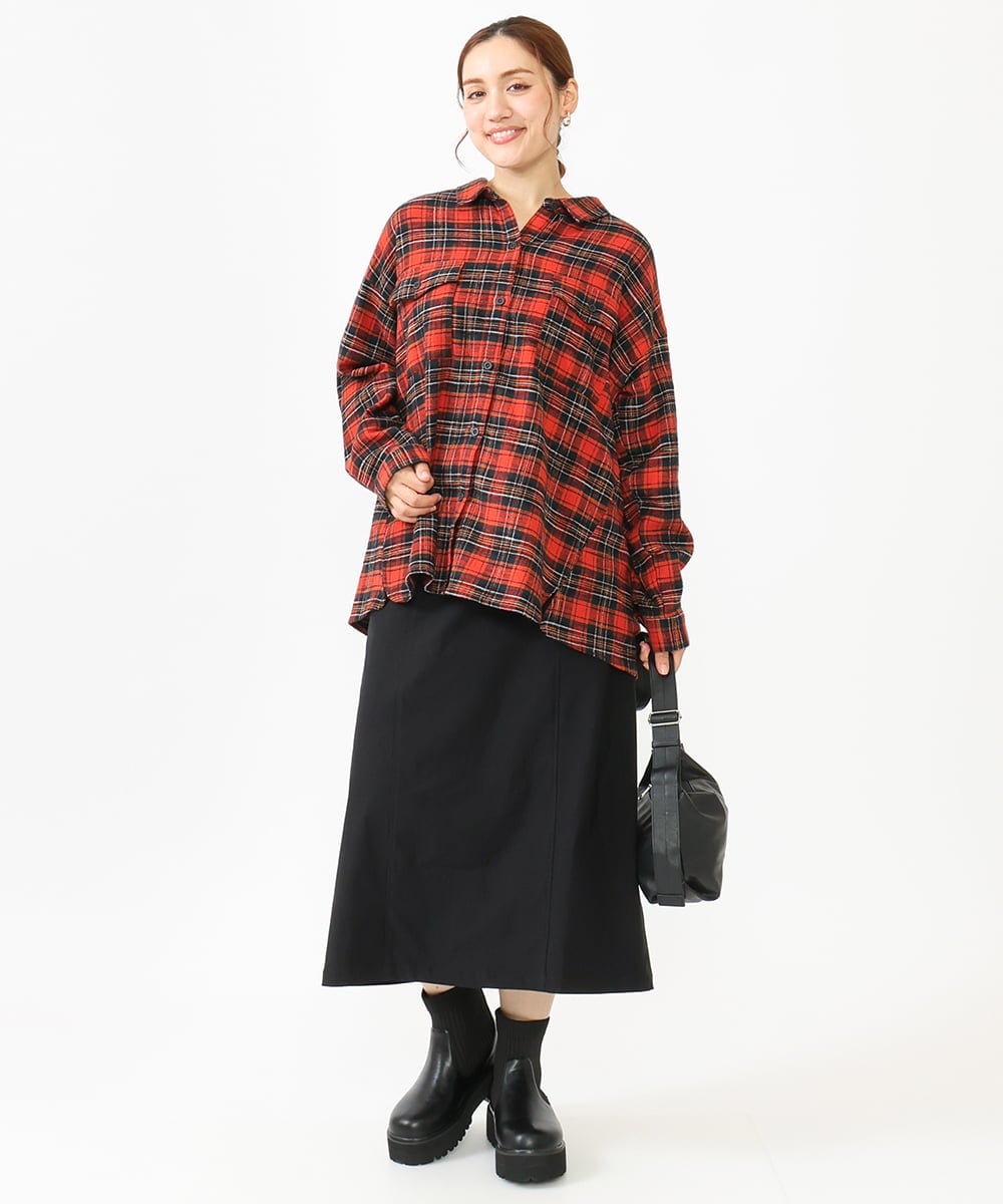 OLBLV15099 eur3(エウルキューブ) 【大きいサイズ】起毛チェックシャツ レッド(05)