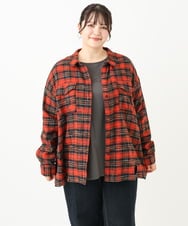OLBLV15099 eur3(エウルキューブ) 【大きいサイズ】起毛チェックシャツ レッド(05)