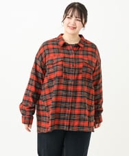 OLBLV15099 eur3(エウルキューブ) 【大きいサイズ】起毛チェックシャツ レッド(05)