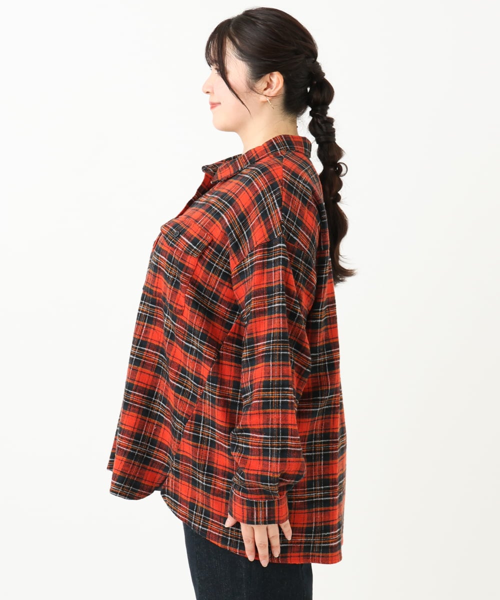 OLBLV15099 eur3(エウルキューブ) 【大きいサイズ】起毛チェックシャツ レッド(05)