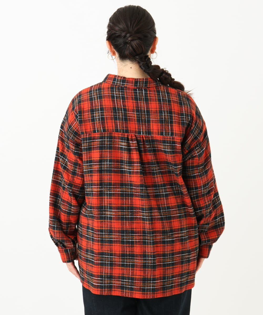 OLBLV15099 eur3(エウルキューブ) 【大きいサイズ】起毛チェックシャツ レッド(05)
