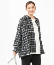 OLBLV15099 eur3(エウルキューブ) 【大きいサイズ】起毛チェックシャツ ブラック(94)