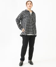 OLBLV15099 eur3(エウルキューブ) 【大きいサイズ】起毛チェックシャツ ブラック(94)