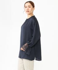 OLBLV16089 eur3(エウルキューブ) 【雑誌掲載】【大きいサイズ】レースコンビブラウス ネイビー(57)（WEB限定カラー）