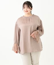 OLBLV16089 eur3(エウルキューブ) 【雑誌掲載】【大きいサイズ】レースコンビブラウス グレージュ(89)