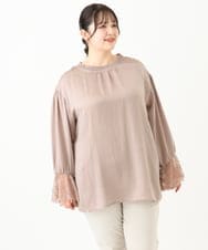 OLBLV16089 eur3(エウルキューブ) 【雑誌掲載】【大きいサイズ】レースコンビブラウス グレージュ(89)