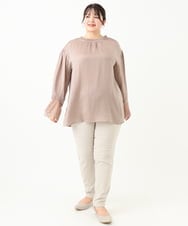 OLBLV16089 eur3(エウルキューブ) 【雑誌掲載】【大きいサイズ】レースコンビブラウス グレージュ(89)