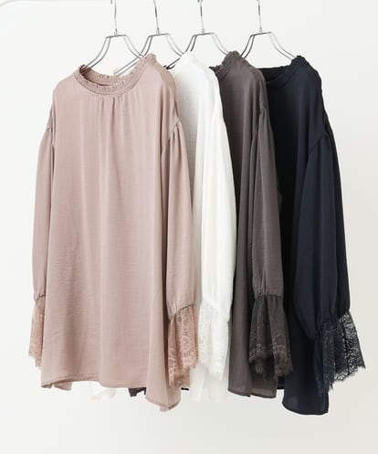 OLBLV16089  【雑誌掲載】【大きいサイズ】レースコンビブラウス