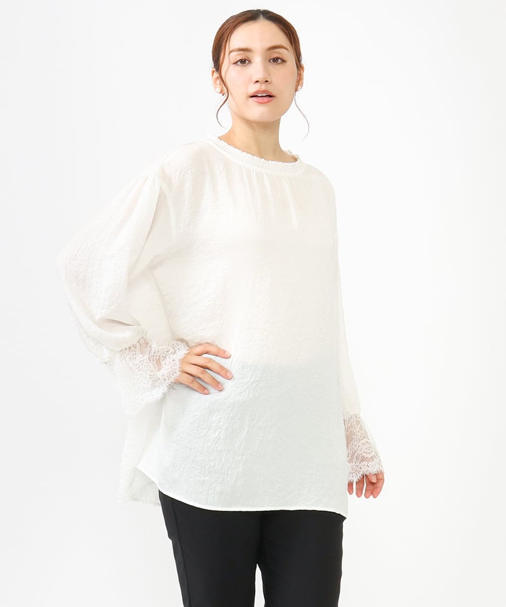 OLBLV16089 eur3 【雑誌掲載】【大きいサイズ】レースコンビブラウス