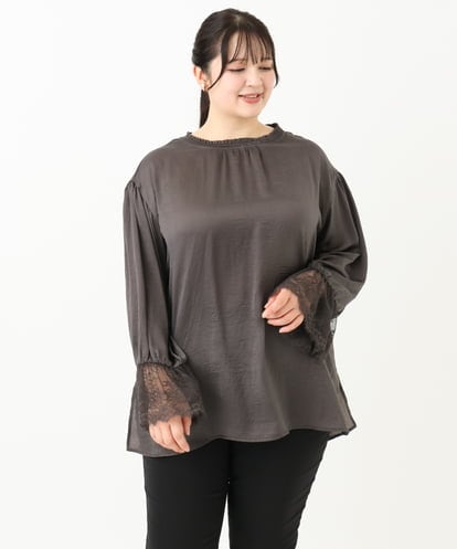 OLBLV16089 eur3 【雑誌掲載】【大きいサイズ】レースコンビブラウス