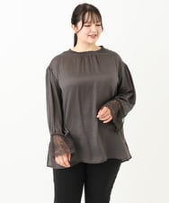 OLBLV16089 eur3(エウルキューブ) 【雑誌掲載】【大きいサイズ】レースコンビブラウス ダークグレー(93)