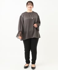 OLBLV16089 eur3(エウルキューブ) 【雑誌掲載】【大きいサイズ】レースコンビブラウス ダークグレー(93)