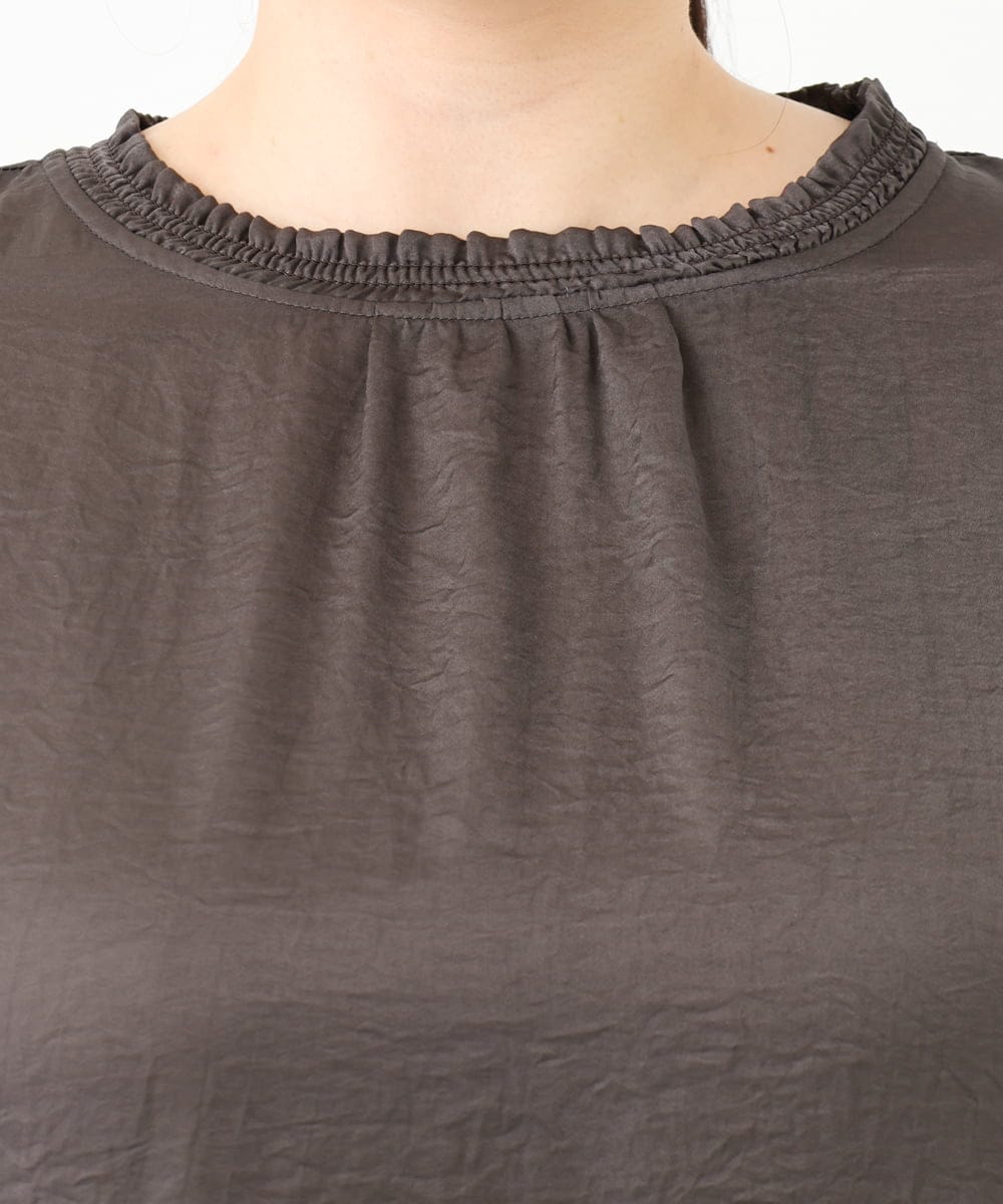OLBLV16089 eur3(エウルキューブ) 【雑誌掲載】【大きいサイズ】レースコンビブラウス ダークグレー(93)
