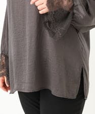 OLBLV16089 eur3(エウルキューブ) 【雑誌掲載】【大きいサイズ】レースコンビブラウス ダークグレー(93)