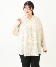 OLBLV17099 eur3(エウルキューブ) 【大きいサイズ/11号サイズあり】プリントタックブラウス アイボリー(80)