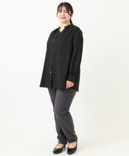 OLBLV17099 eur3(エウルキューブ) 【大きいサイズ/11号サイズあり】プリントタックブラウス ブラック(94)