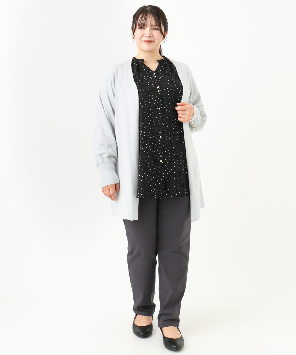 OLBLV17099 eur3(エウルキューブ) 【大きいサイズ/11号サイズあり】プリントタックブラウス ブラック(94)
