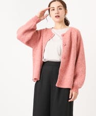 OLCAA03089 eur3(エウルキューブ) 【大きいサイズ】ミックスヤーンカーディガン ピンク(03)