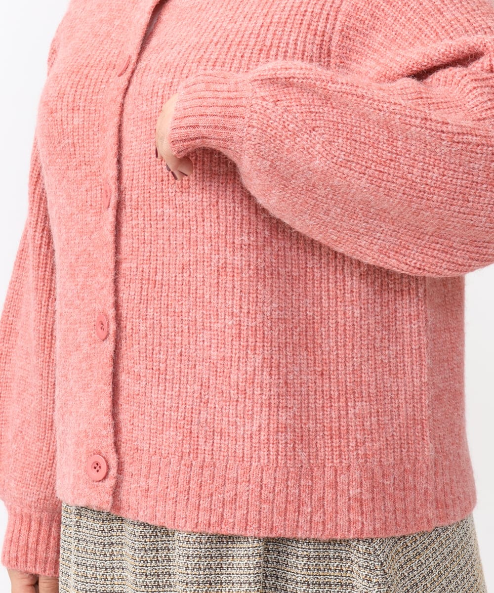 OLCAA03089 eur3(エウルキューブ) 【大きいサイズ】ミックスヤーンカーディガン ピンク(03)