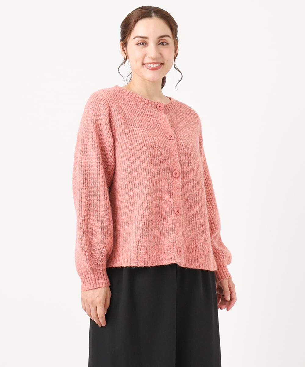 OLCAA03089 eur3(エウルキューブ) 【大きいサイズ】ミックスヤーンカーディガン ピンク(03)