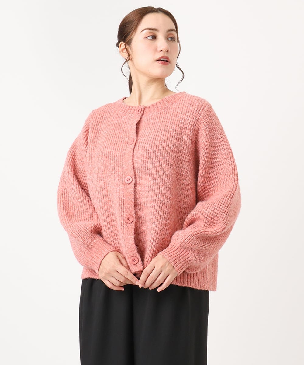 OLCAA03089 eur3(エウルキューブ) 【大きいサイズ】ミックスヤーンカーディガン ピンク(03)
