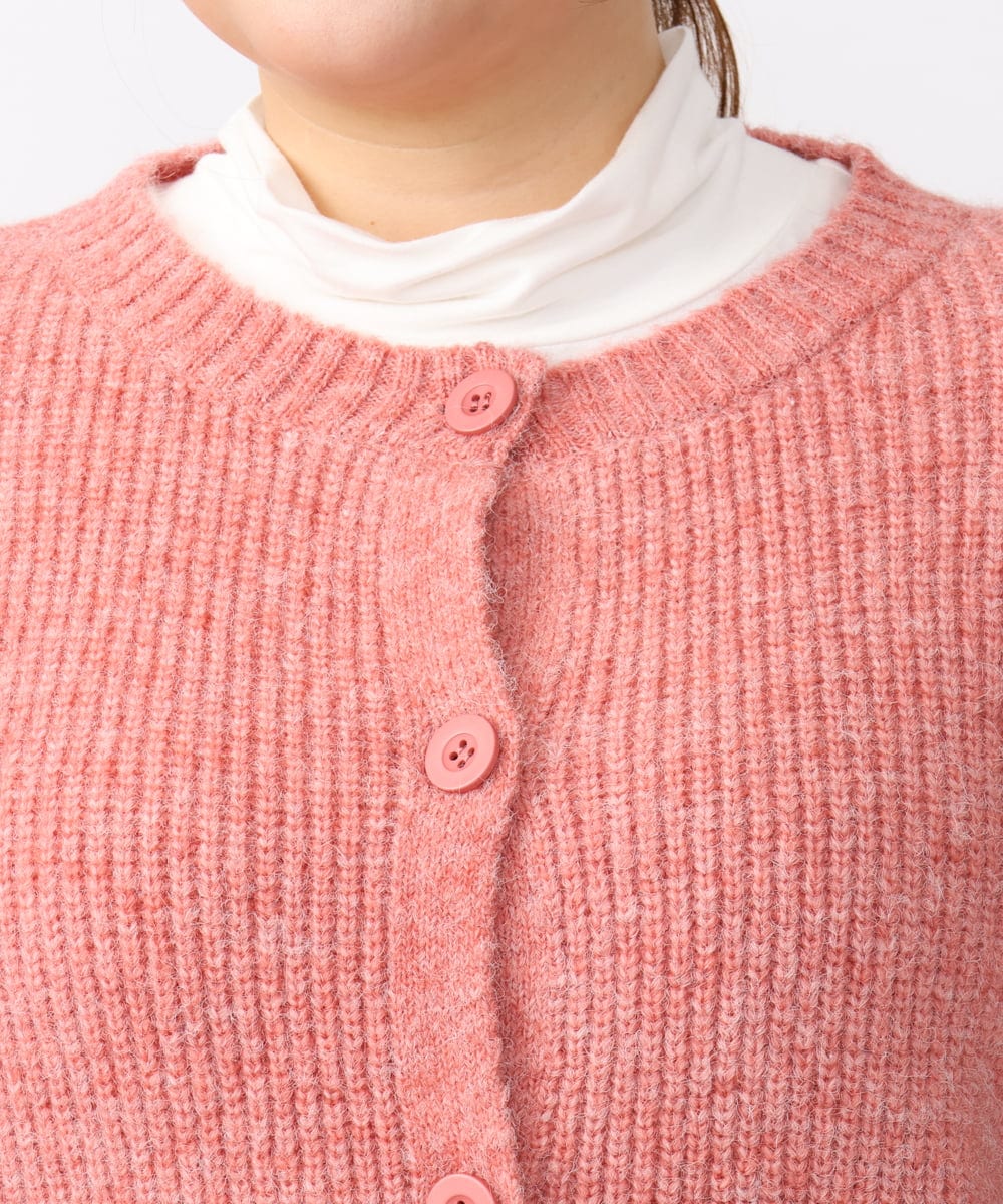 OLCAA03089 eur3(エウルキューブ) 【大きいサイズ】ミックスヤーンカーディガン ピンク(03)