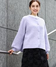 OLCAA03089 eur3(エウルキューブ) 【大きいサイズ】ミックスヤーンカーディガン ラベンダー(60)