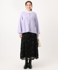 OLCAA03089 eur3(エウルキューブ) 【大きいサイズ】ミックスヤーンカーディガン ラベンダー(60)