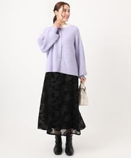 OLCAA03089 eur3(エウルキューブ) 【大きいサイズ】ミックスヤーンカーディガン ラベンダー(60)