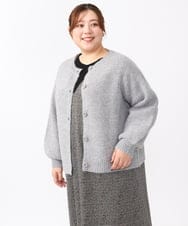 OLCAA03089 eur3(エウルキューブ) 【大きいサイズ】ミックスヤーンカーディガン ライトグレー(91)