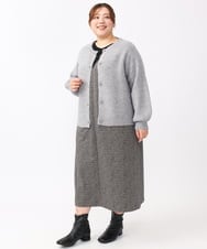 OLCAA03089 eur3(エウルキューブ) 【大きいサイズ】ミックスヤーンカーディガン ライトグレー(91)