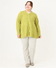OLCAA19099 eur3(エウルキューブ) 【大きいサイズ】ペプラムニットカーディガン ライトグリーン(30)
